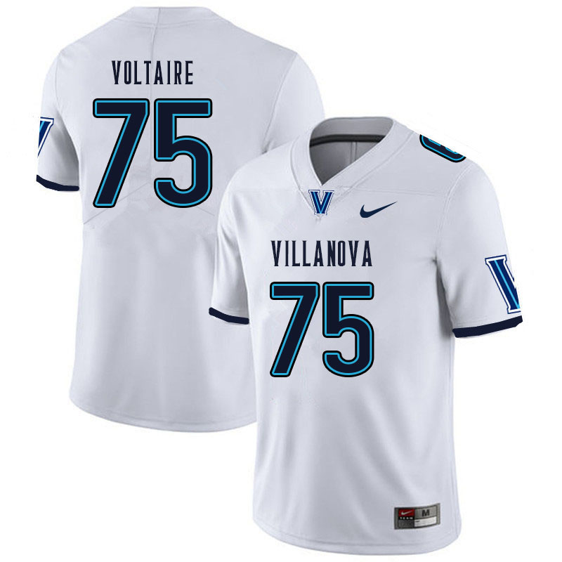 Men #75 Stephane Voltaire Villanova Wildcats College Football Jerseys Sale-White - Click Image to Close